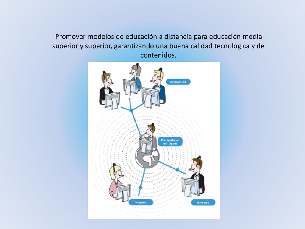 Promover modelos de educación a distancia para educación media superior y superior, garantizando una buena calidad tecnológica y de contenidos.