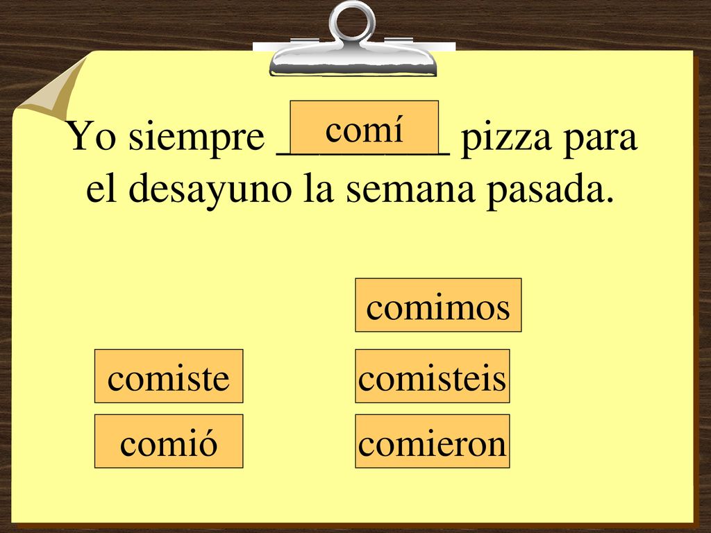 Yo siempre ________ pizza para el desayuno la semana pasada.