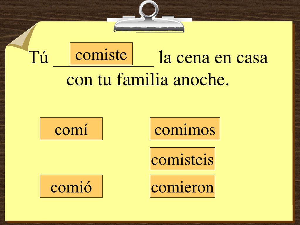 Tú ___________ la cena en casa con tu familia anoche.