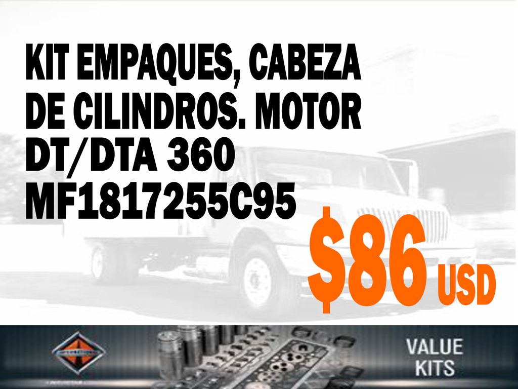 KIT EMPAQUES, CABEZA DE CILINDROS. MOTOR DT/DTA 360 MF C95 $86 USD
