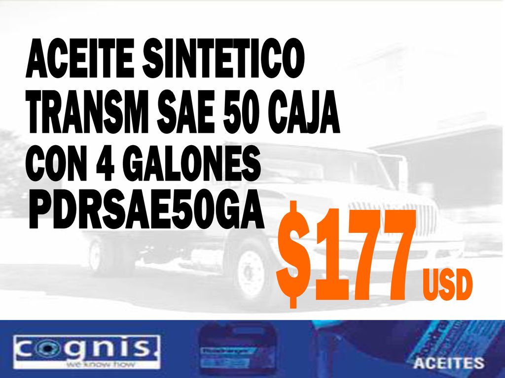 ACEITE SINTETICO TRANSM SAE 50 CAJA CON 4 GALONES PDRSAE50GA $177 USD
