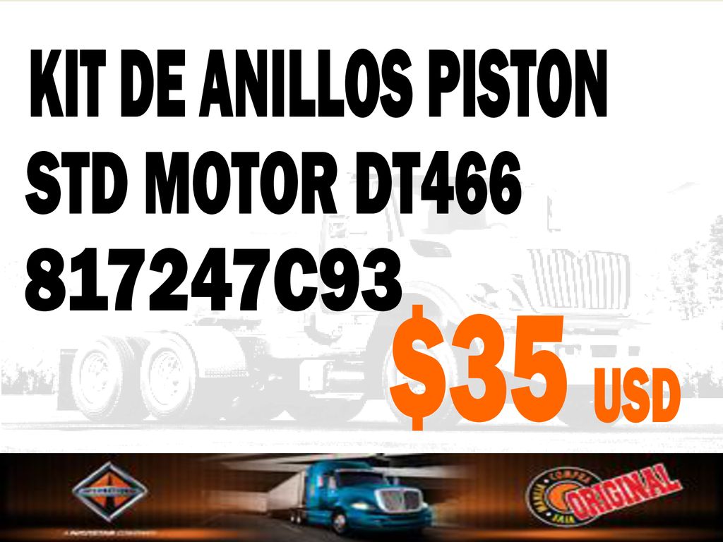 KIT DE ANILLOS PISTON STD MOTOR DT C93 $35 USD