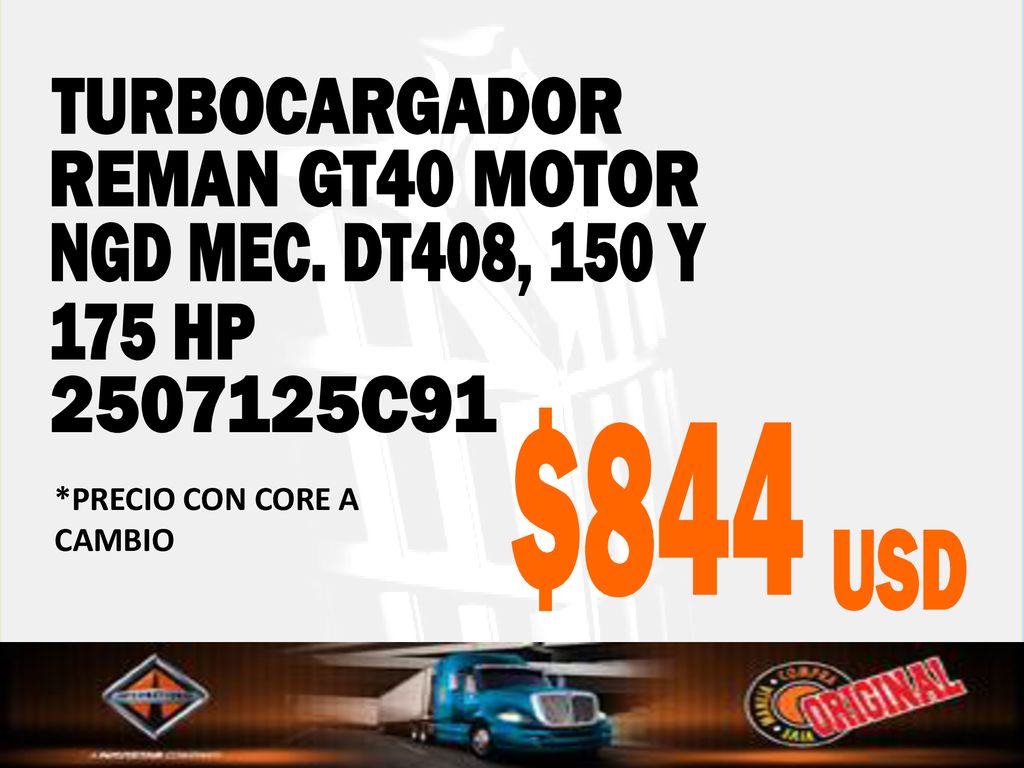 REMAN GT40 MOTOR NGD MEC. DT408, 150 Y 175 HP C91 $844 USD