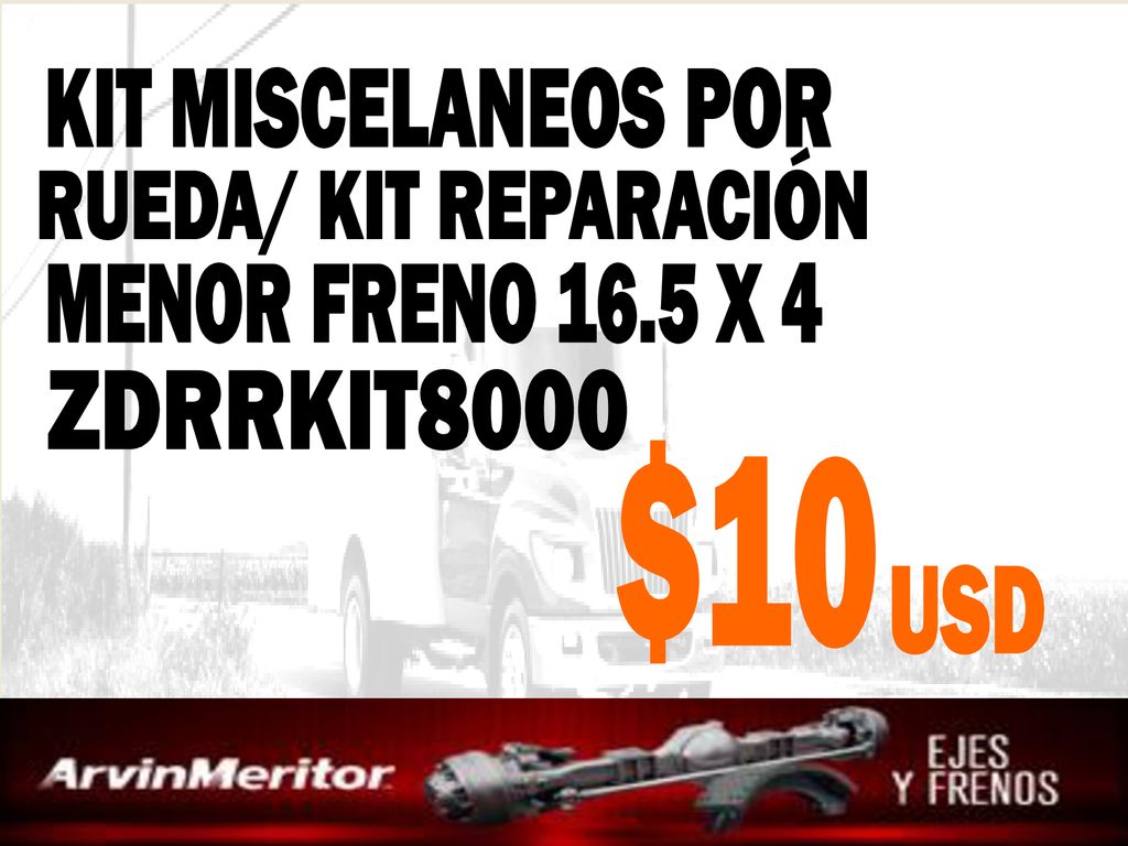 KIT MISCELANEOS POR RUEDA/ KIT REPARACIÓN MENOR FRENO 16.5 X 4 ZDRRKIT8000 $10 USD