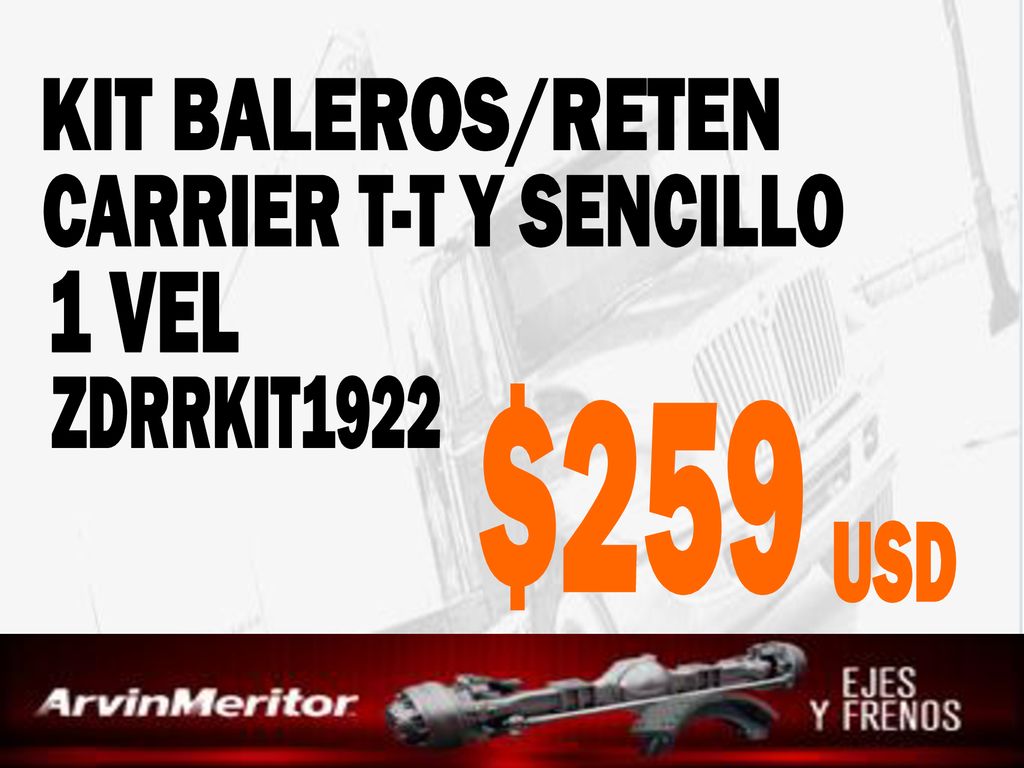 KIT BALEROS/RETEN CARRIER T-T Y SENCILLO 1 VEL ZDRRKIT1922 $259 USD