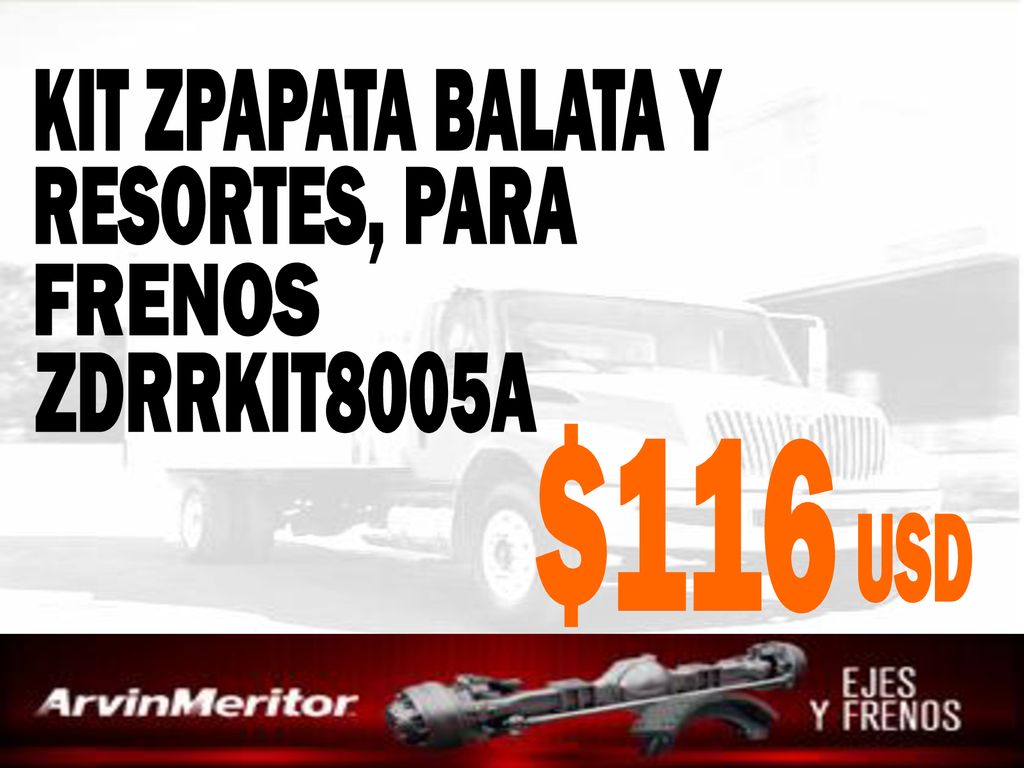 KIT ZPAPATA BALATA Y RESORTES, PARA FRENOS ZDRRKIT8005A $116 USD