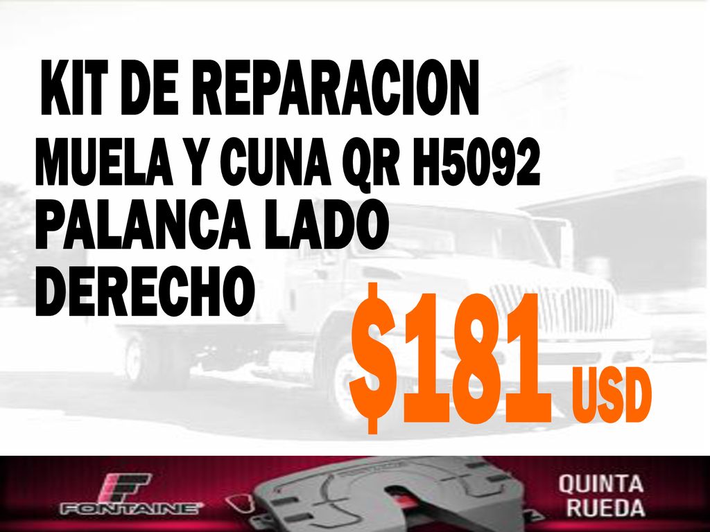 KIT DE REPARACION MUELA Y CUNA QR H5092 PALANCA LADO DERECHO $181 USD