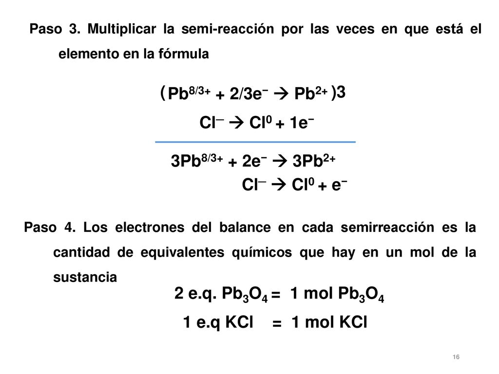 ( )3 Pb8/3+ + 2/3e−  Pb2+ Cl─  Cl0 + 1e− 3Pb8/3+ + 2e−  3Pb2+