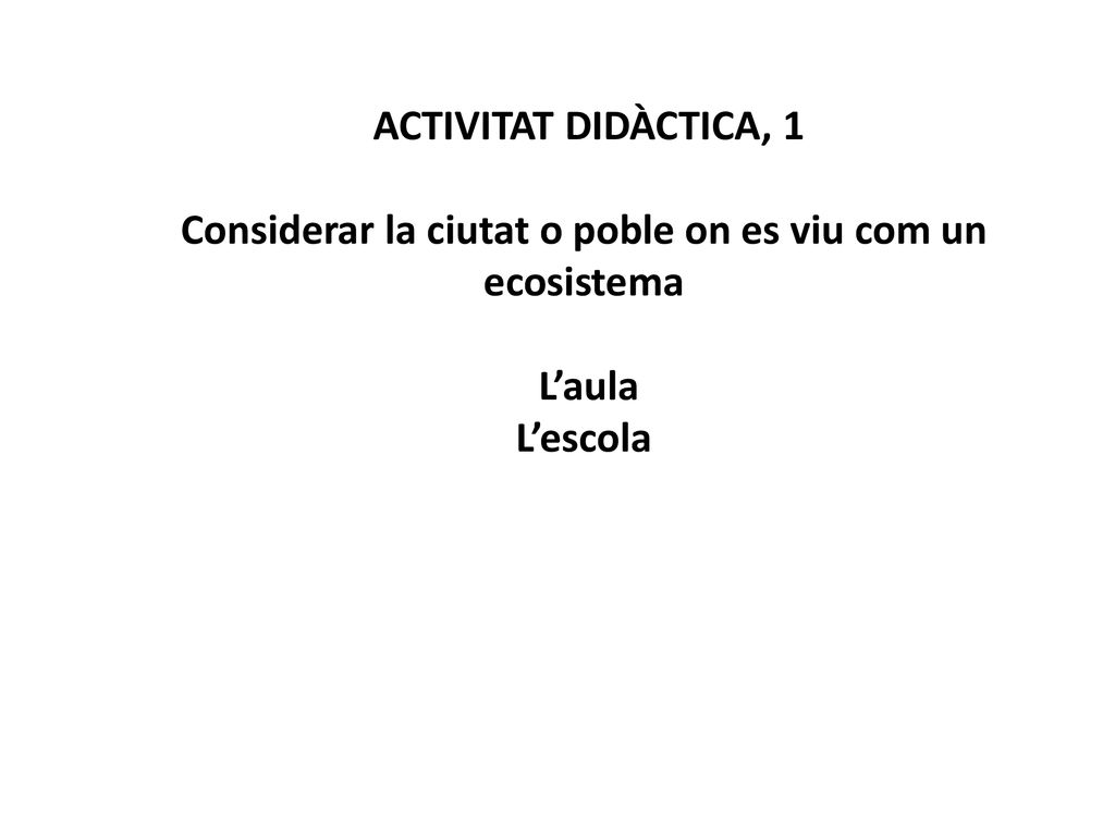 Considerar la ciutat o poble on es viu com un ecosistema