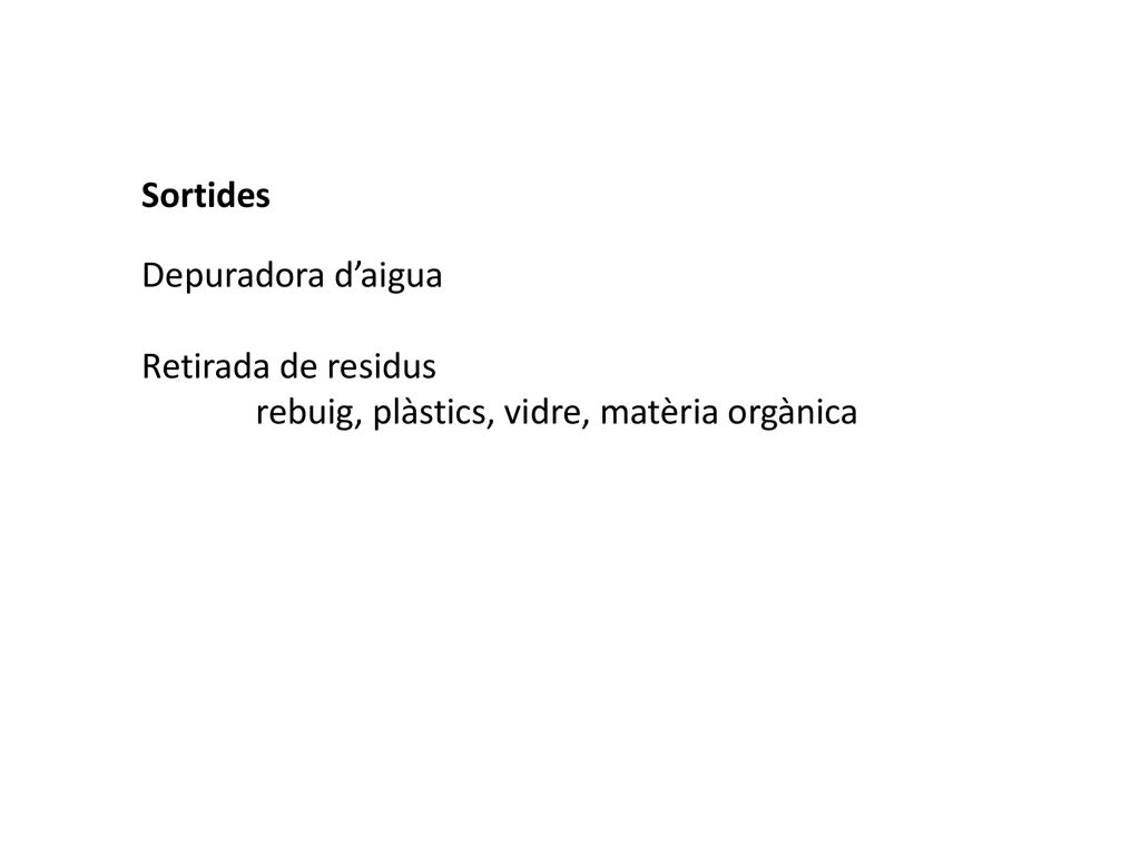 Sortides Depuradora d’aigua Retirada de residus rebuig, plàstics, vidre, matèria orgànica