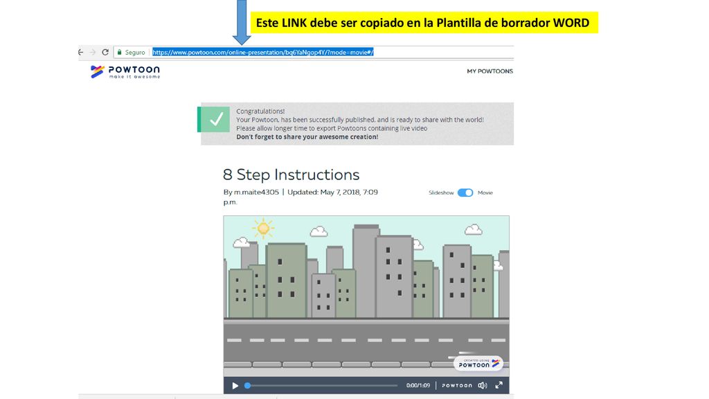 Este LINK debe ser copiado en la Plantilla de borrador WORD