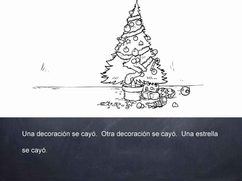 Una decoración se cayó. Otra decoración se cayó. Una estrella se cayó.