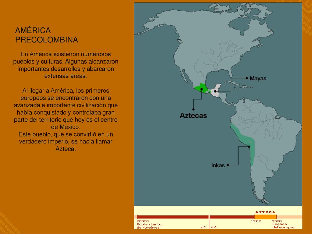 AMÉRICA PRECOLOMBINA. En América existieron numerosos pueblos y culturas. Algunas alcanzaron importantes desarrollos y abarcaron extensas áreas.