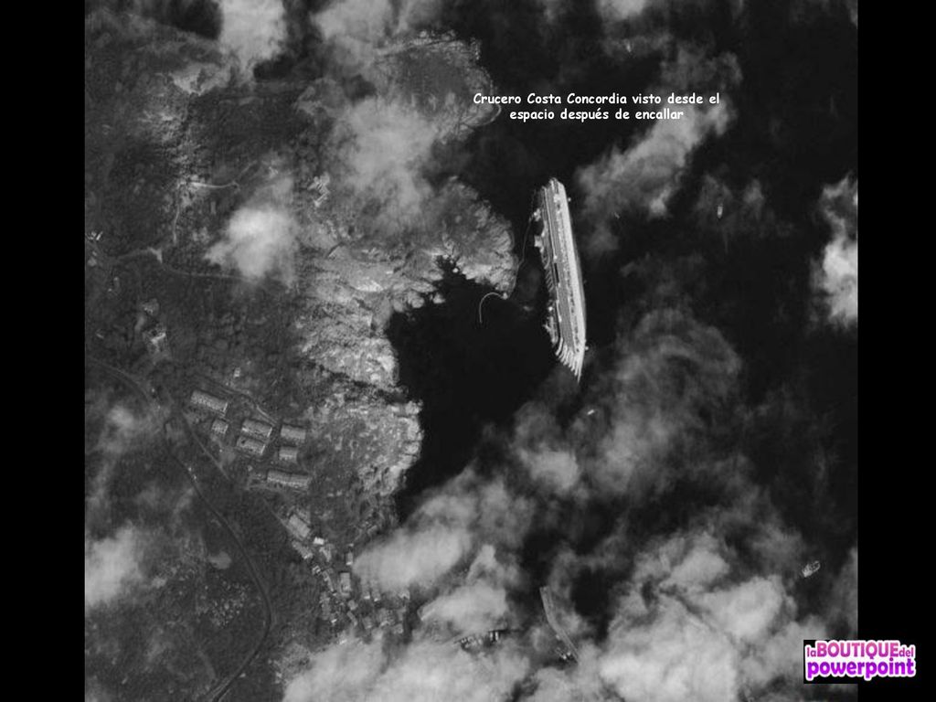 Crucero Costa Concordia visto desde el espacio después de encallar