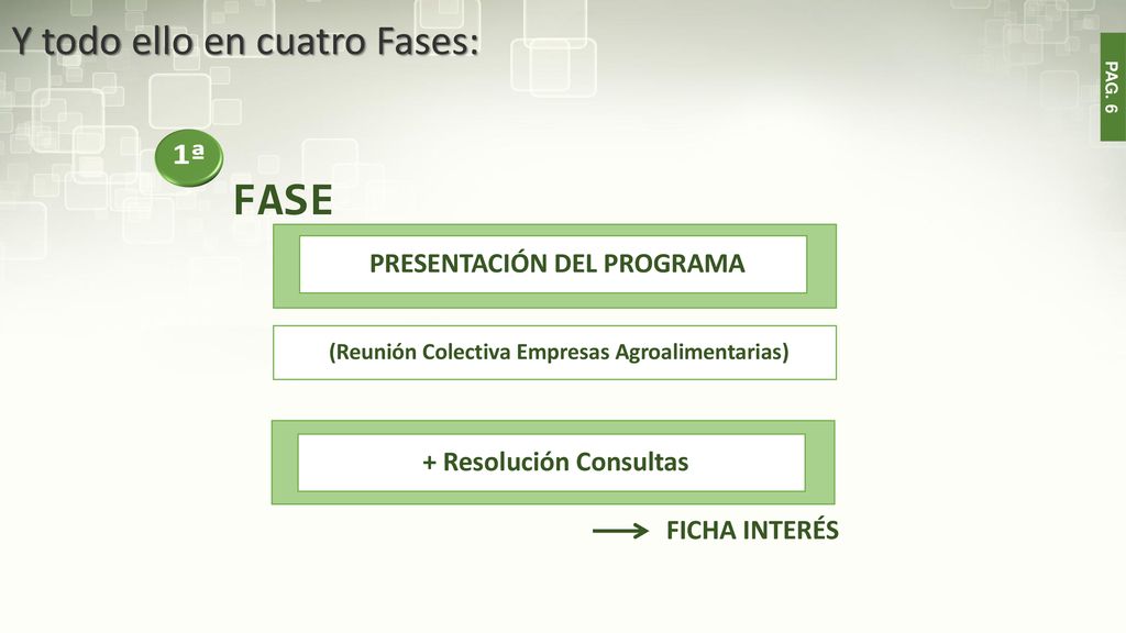 FASE Y todo ello en cuatro Fases: 1ª PRESENTACIÓN DEL PROGRAMA
