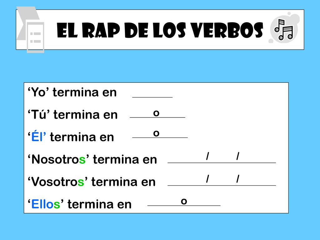 El Rap de los Verbos ‘Yo’ termina en ‘Tú’ termina en ‘Él’ termina en