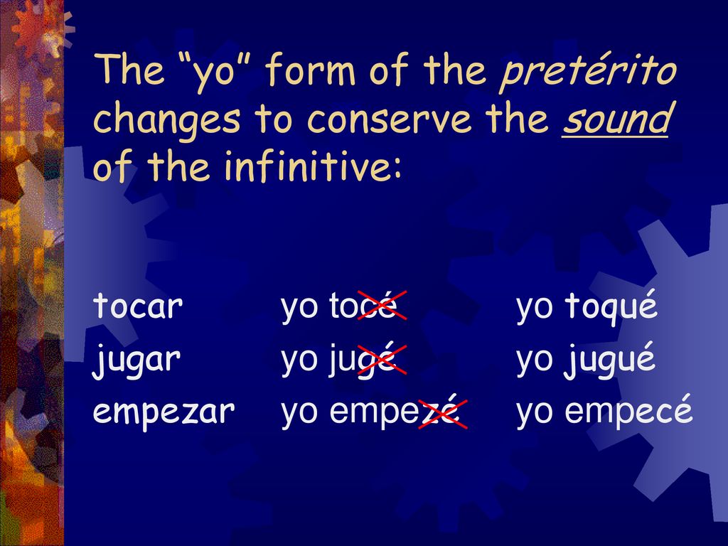 The yo form of the pretérito changes to conserve the sound of the infinitive: