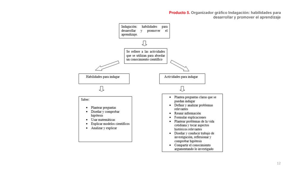 Producto 5. Organizador gráfico Indagación: habilidades para desarrollar y promover el aprendizaje