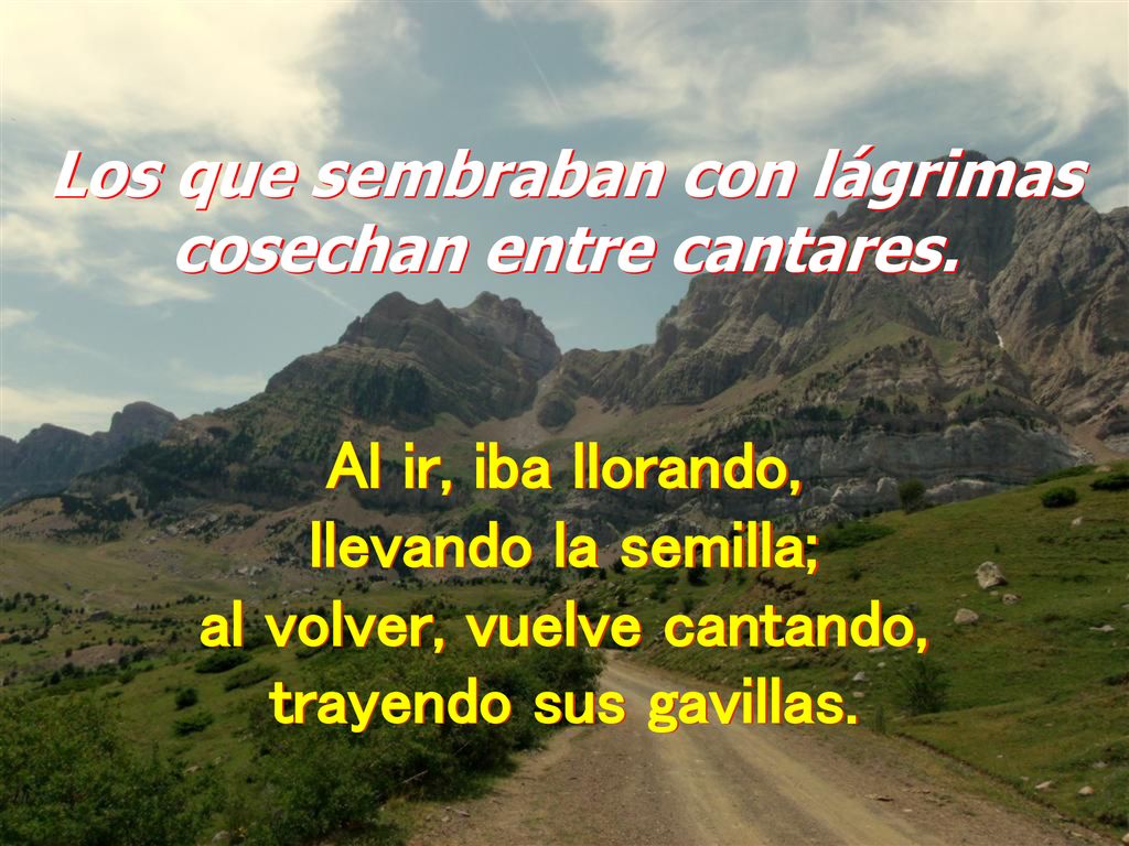 Al ir, iba llorando, llevando la semilla; al volver, vuelve cantando,