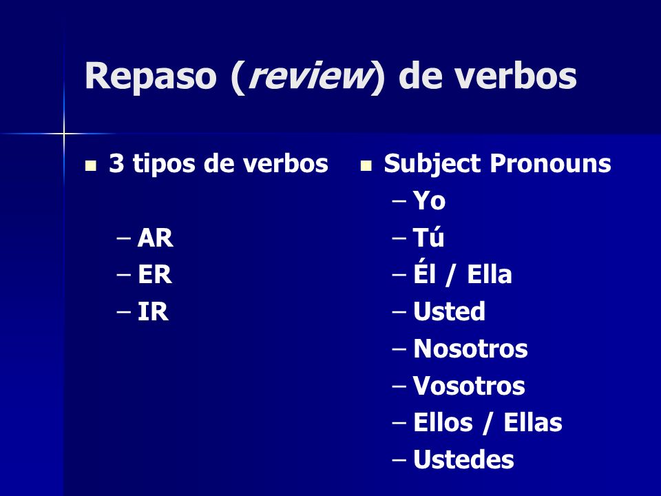 Repaso (review) de verbos