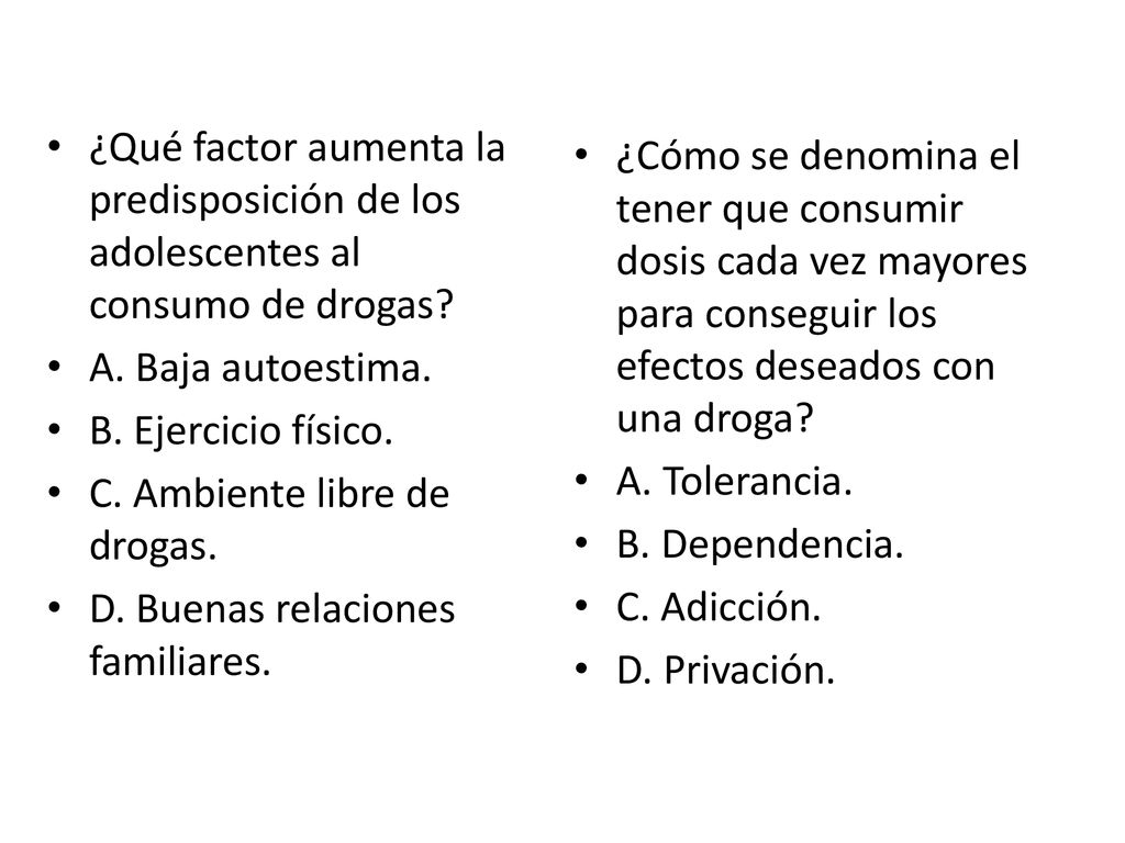 ¿Qué factor aumenta la predisposición de los adolescentes al consumo de drogas