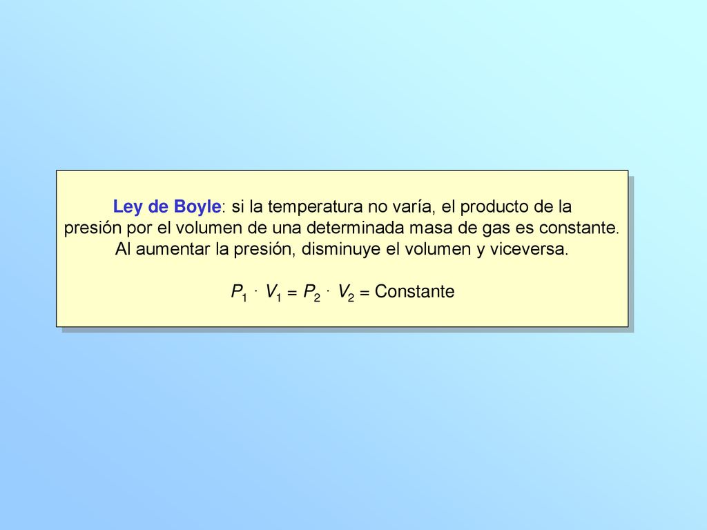 Ley de Boyle: si la temperatura no varía, el producto de la