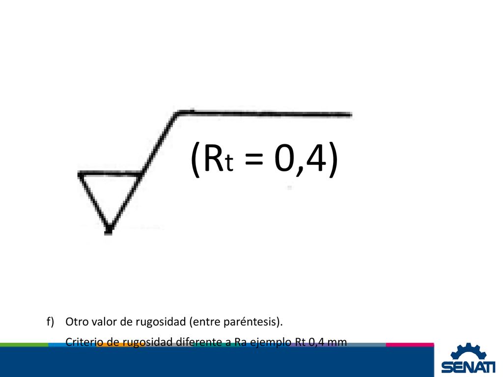 (Rt = 0,4) Otro valor de rugosidad (entre paréntesis).