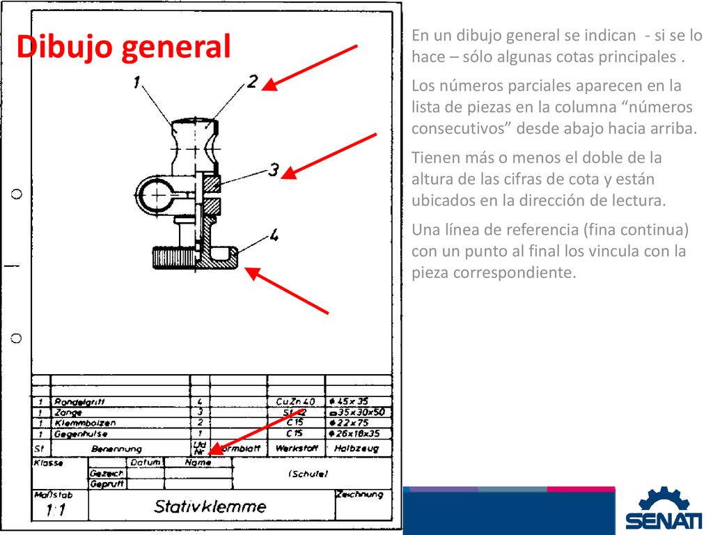 Dibujo general En un dibujo general se indican - si se lo hace – sólo algunas cotas principales .