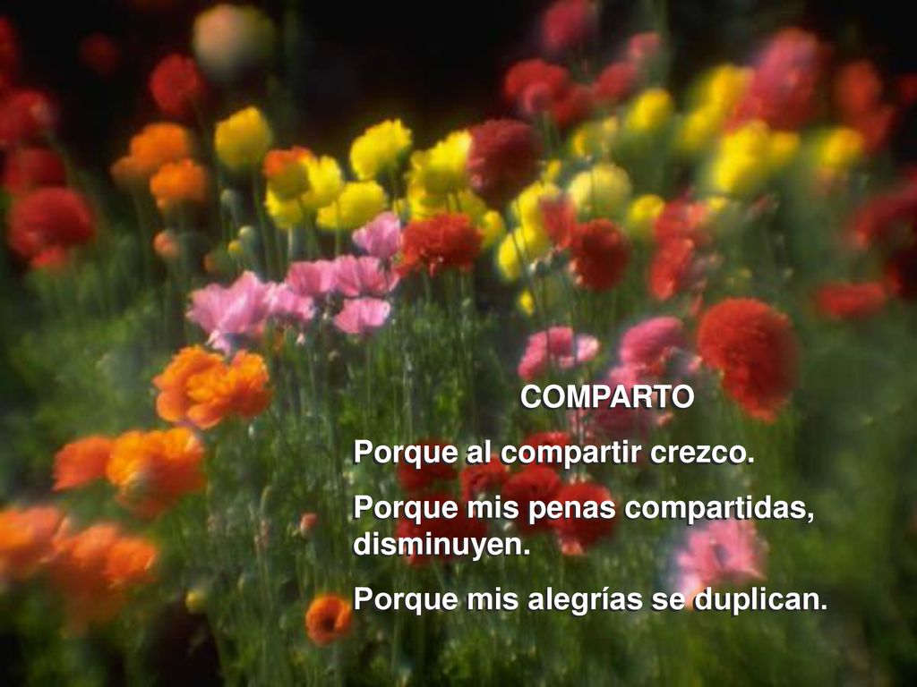 COMPARTO Porque al compartir crezco. Porque mis penas compartidas, disminuyen.