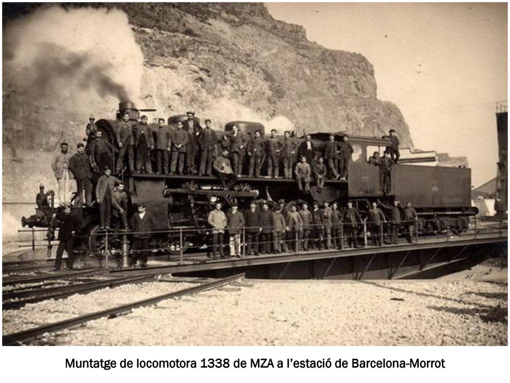Muntatge de locomotora 1338 de MZA a l’estació de Barcelona-Morrot