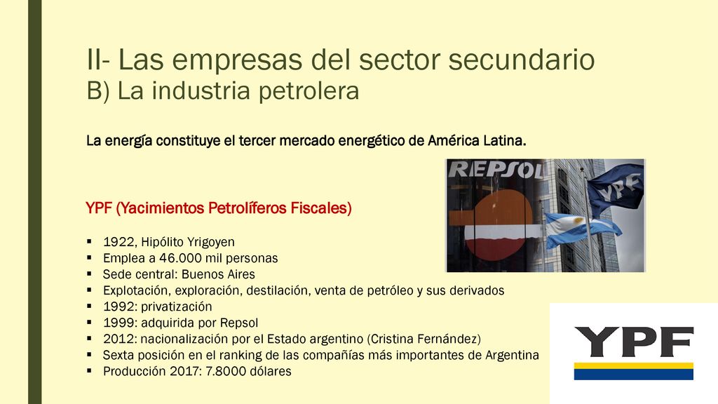 II- Las empresas del sector secundario B) La industria petrolera