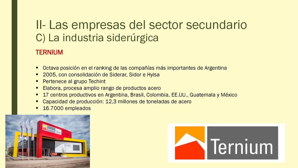 II- Las empresas del sector secundario C) La industria siderúrgica