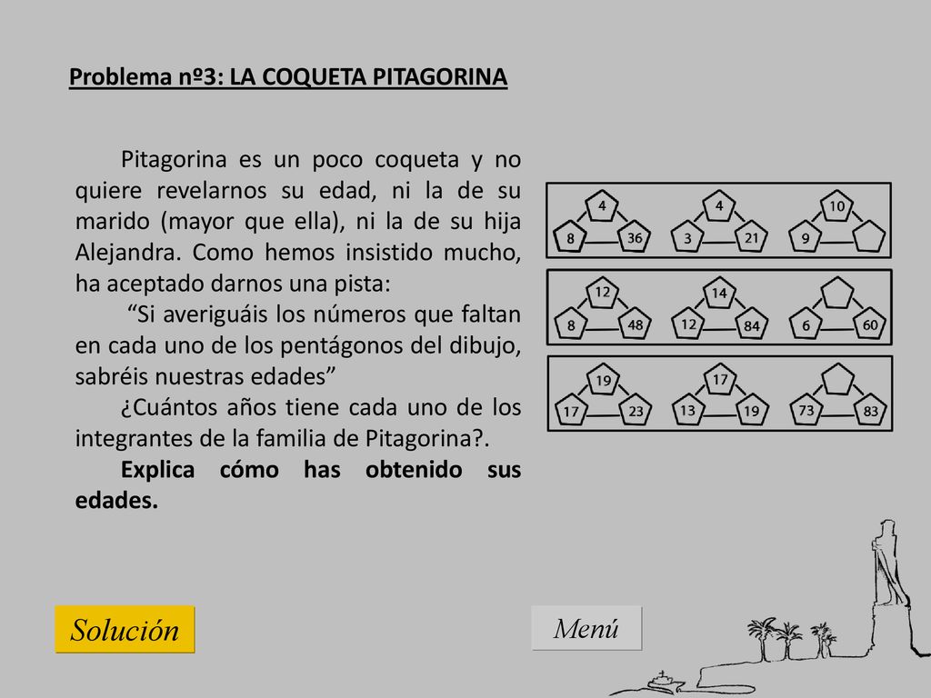 Solución Menú Problema nº3: LA COQUETA PITAGORINA