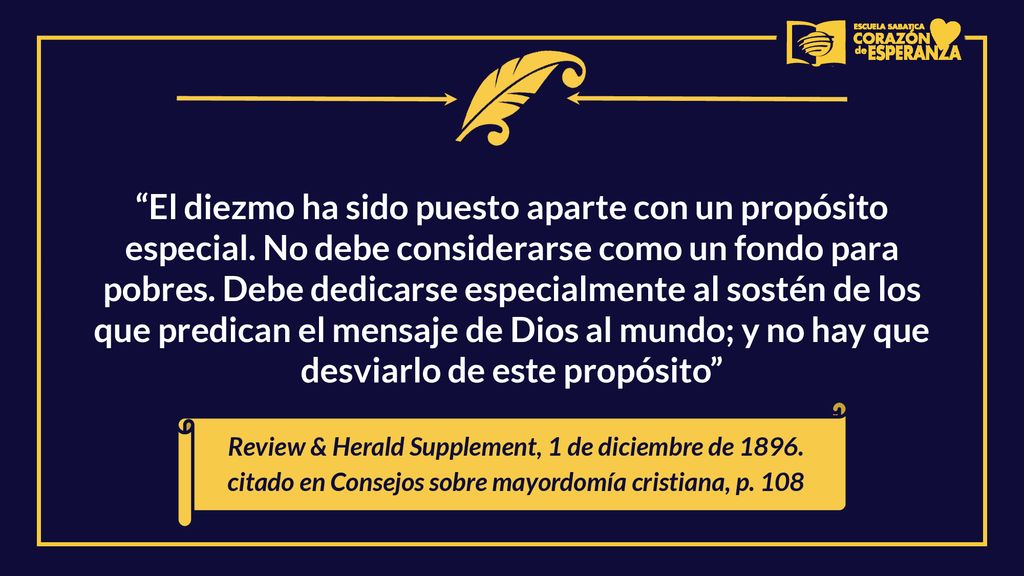El diezmo ha sido puesto aparte con un propósito especial