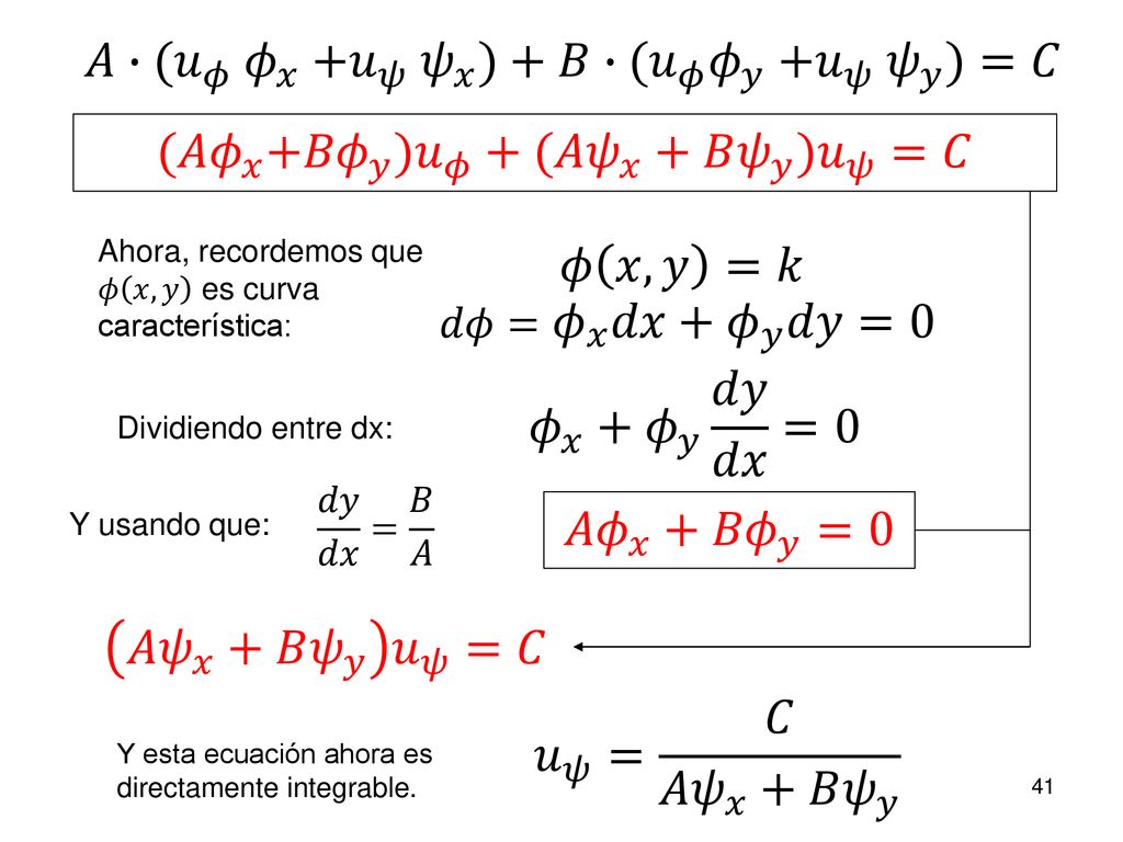 𝐴 ∙(𝑢 𝜙 𝜙 𝑥 +𝑢 𝜓 𝜓 𝑥 )+𝐵∙( 𝑢 𝜙 𝜙 𝑦 +𝑢 𝜓 𝜓 𝑦 )=𝐶