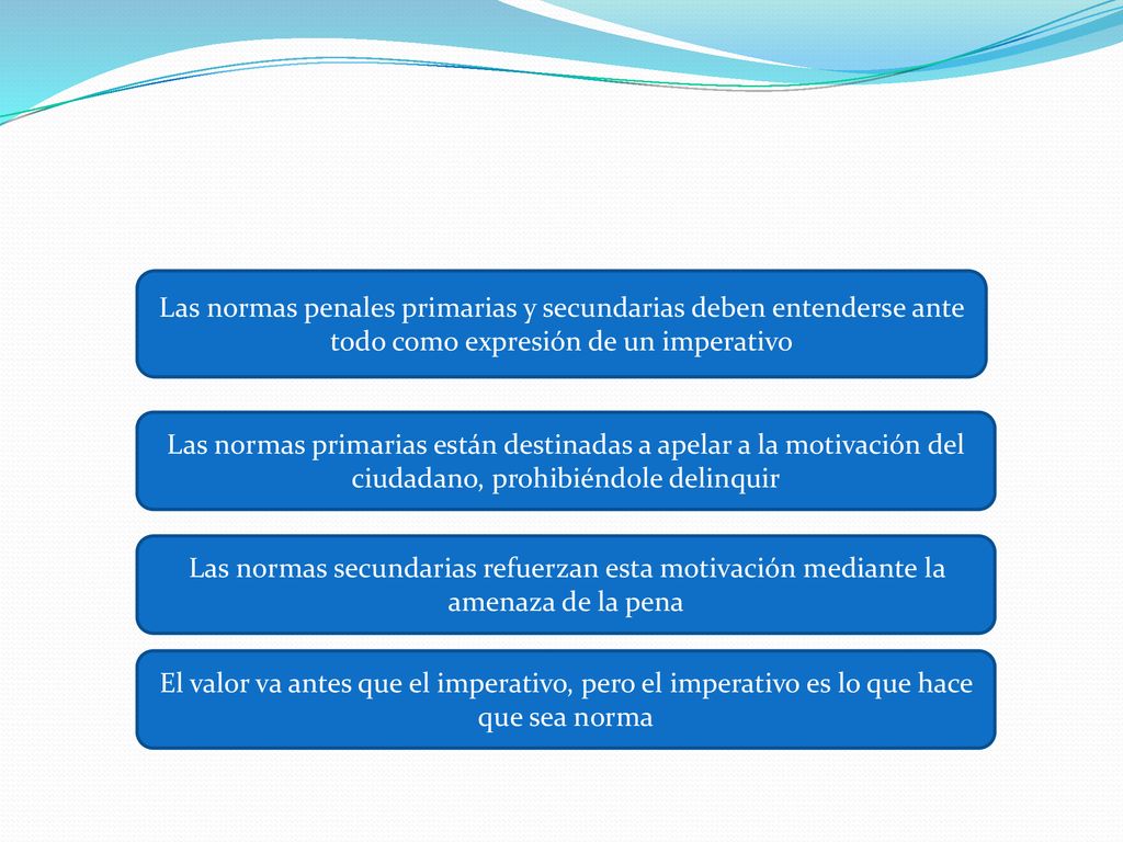 Las normas penales primarias y secundarias deben entenderse ante todo como expresión de un imperativo