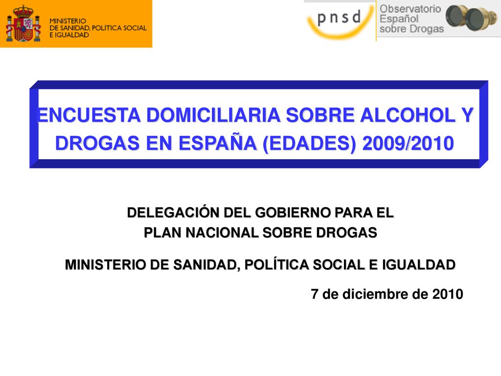 ENCUESTA DOMICILIARIA SOBRE ALCOHOL Y DROGAS EN ESPAÑA (EDADES) 2009/2010