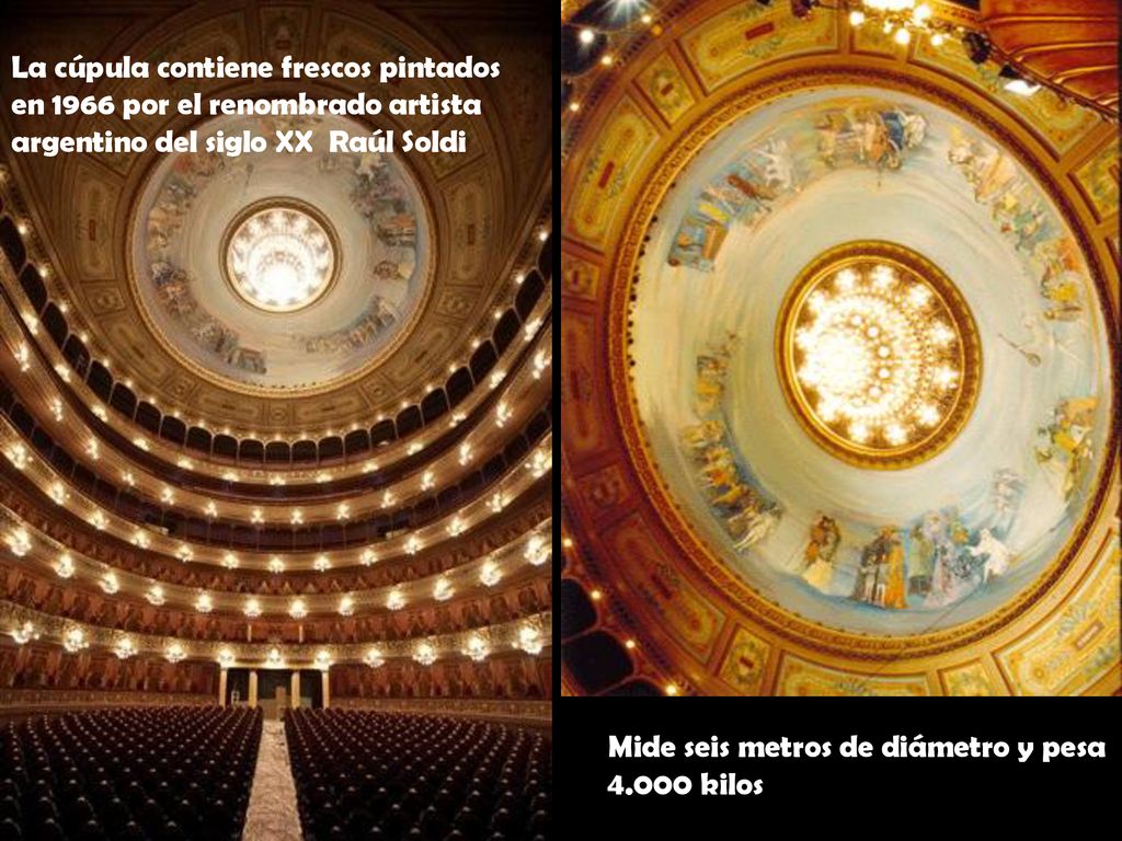 La cúpula contiene frescos pintados en 1966 por el renombrado artista argentino del siglo XX Raúl Soldi