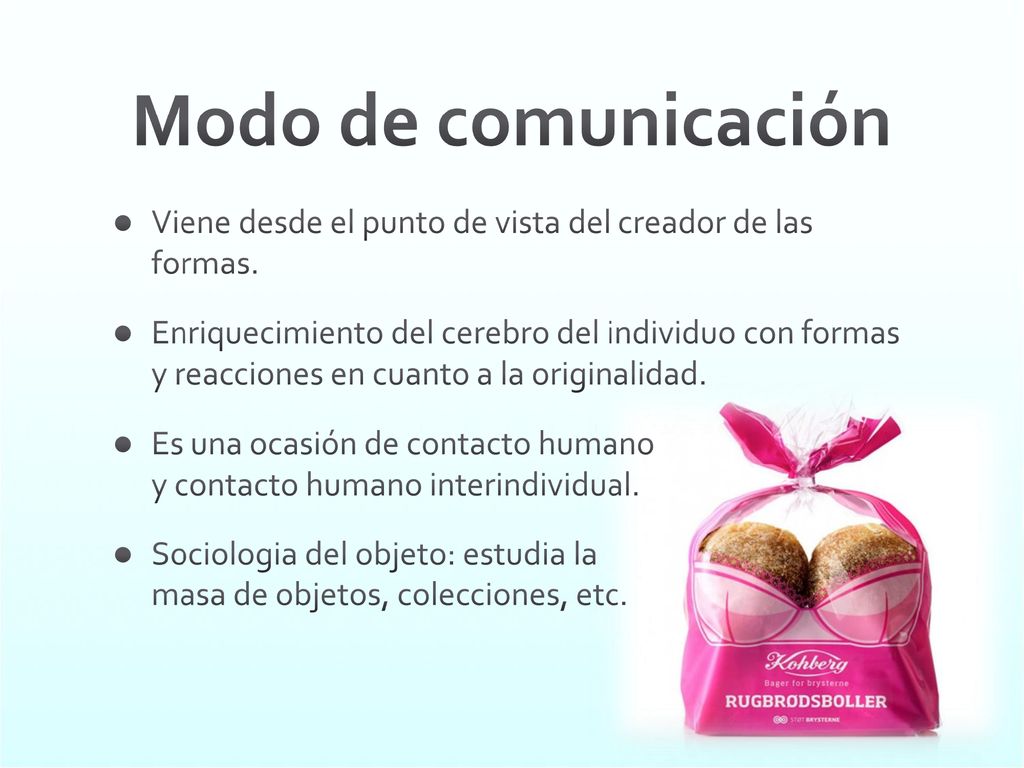 Modo de comunicación Viene desde el punto de vista del creador de las formas.