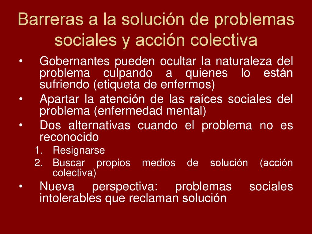 Barreras a la solución de problemas sociales y acción colectiva