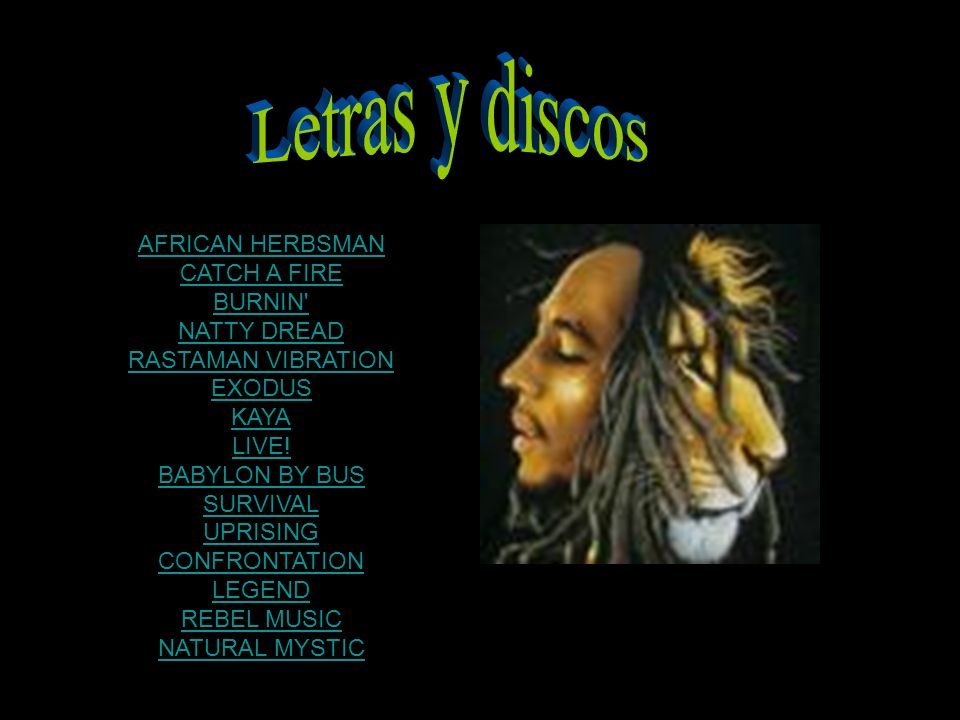 Letras y discos AFRICAN HERBSMAN CATCH A FIRE BURNIN NATTY DREAD