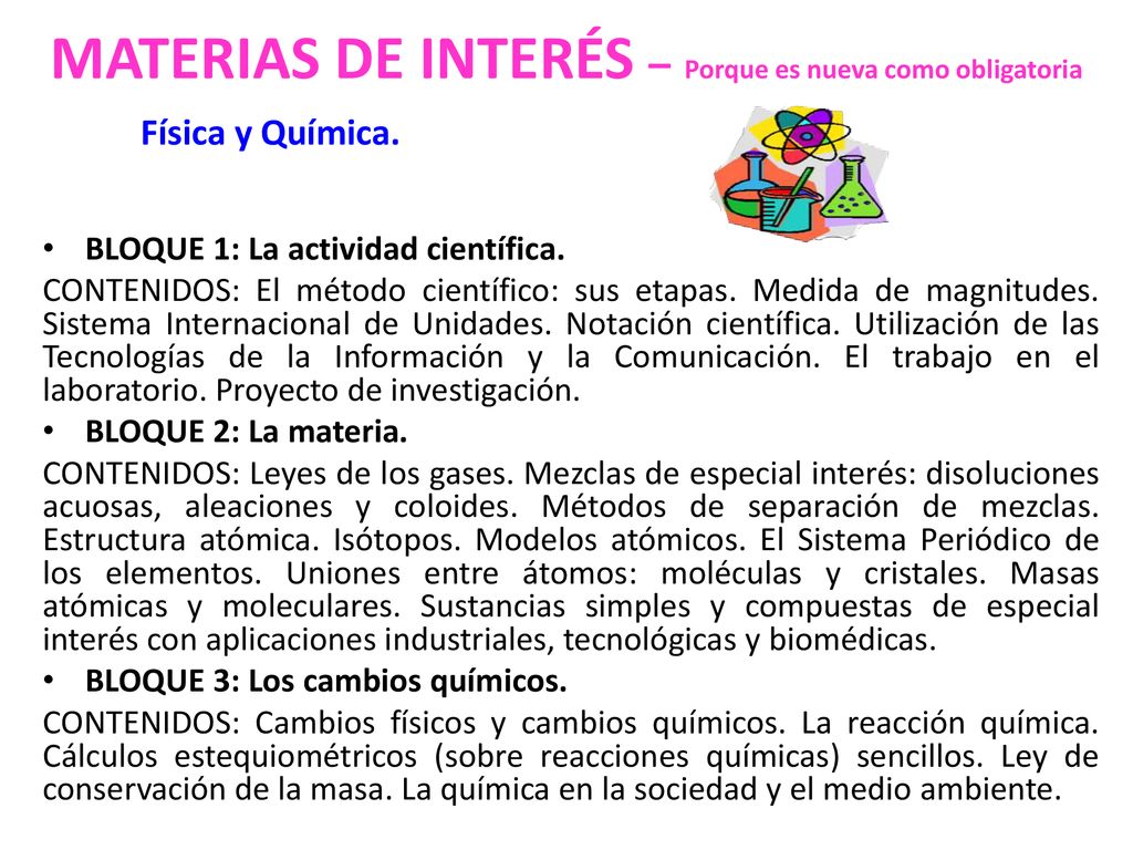 MATERIAS DE INTERÉS – Porque es nueva como obligatoria