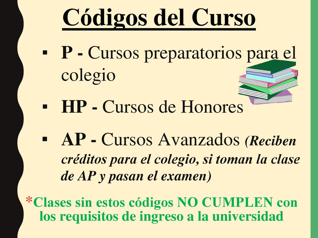 Códigos del Curso P - Cursos preparatorios para el colegio
