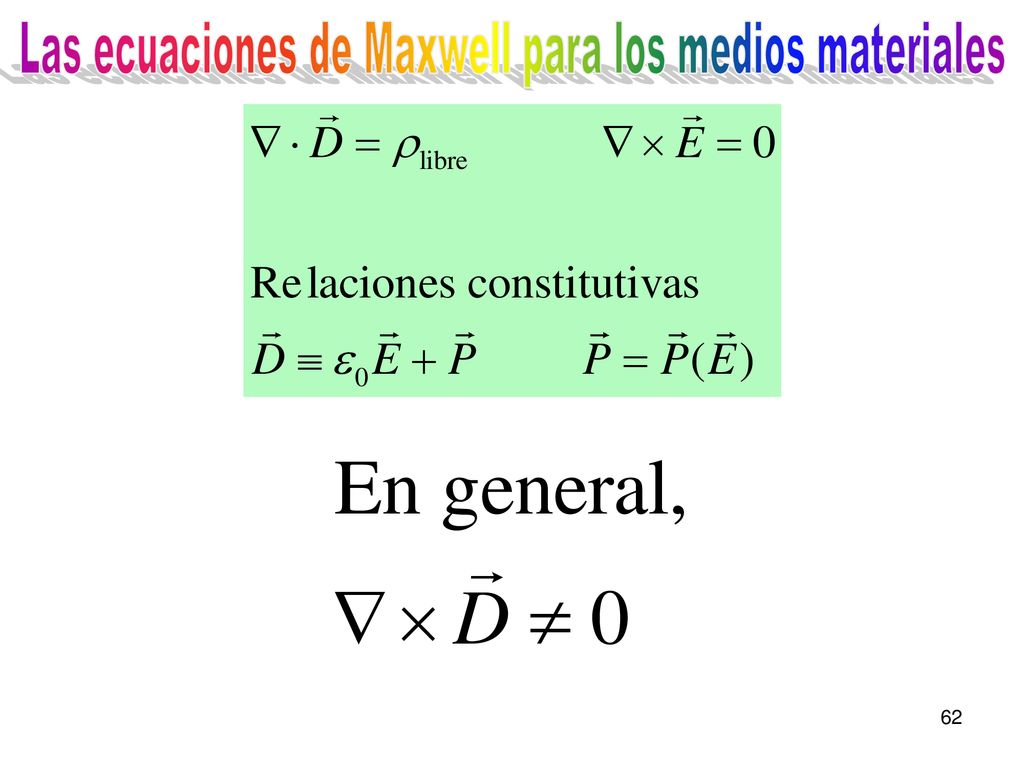 Las ecuaciones de Maxwell para los medios materiales