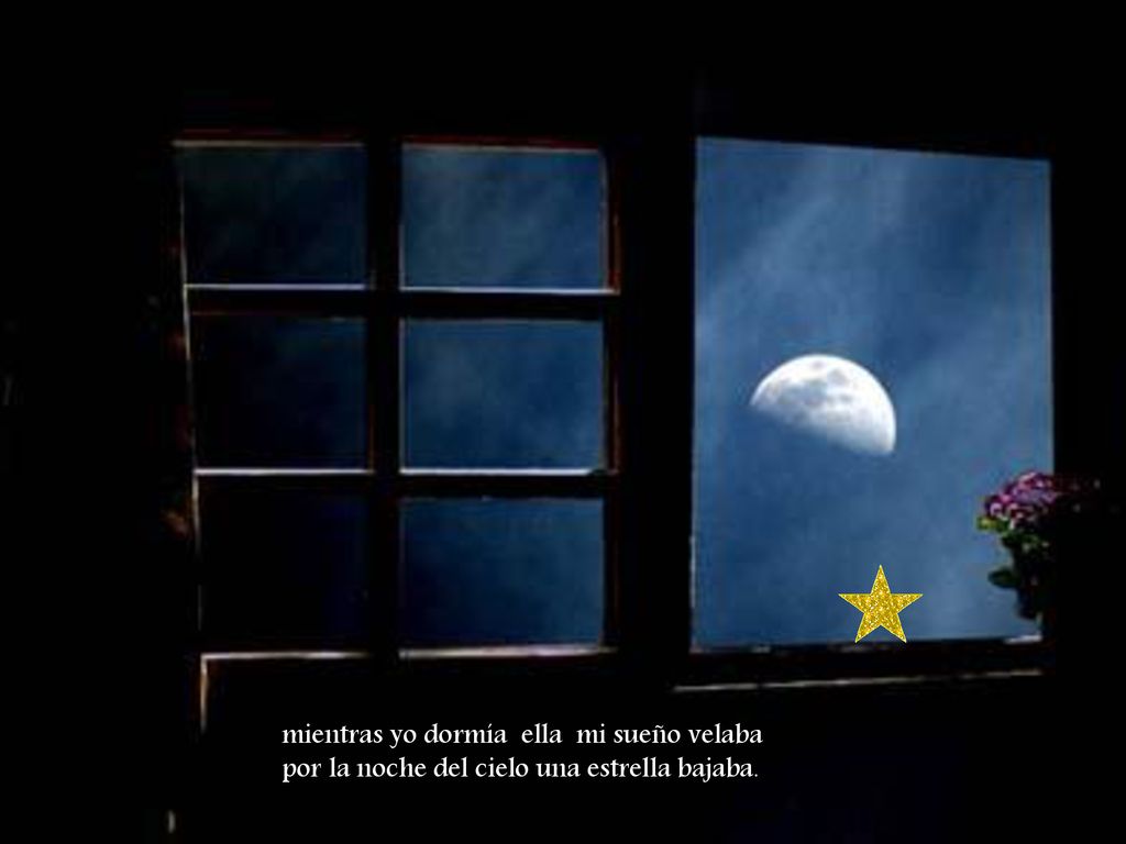 mientras yo dormía ella mi sueño velaba por la noche del cielo una estrella bajaba.