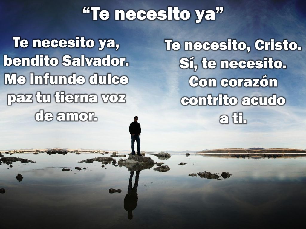 Te necesito, Cristo. Sí, te necesito. Con corazón contrito acudo a ti.