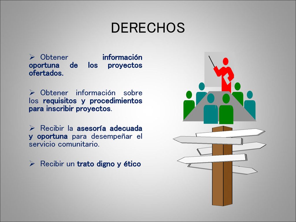 DERECHOS Obtener información oportuna de los proyectos ofertados.