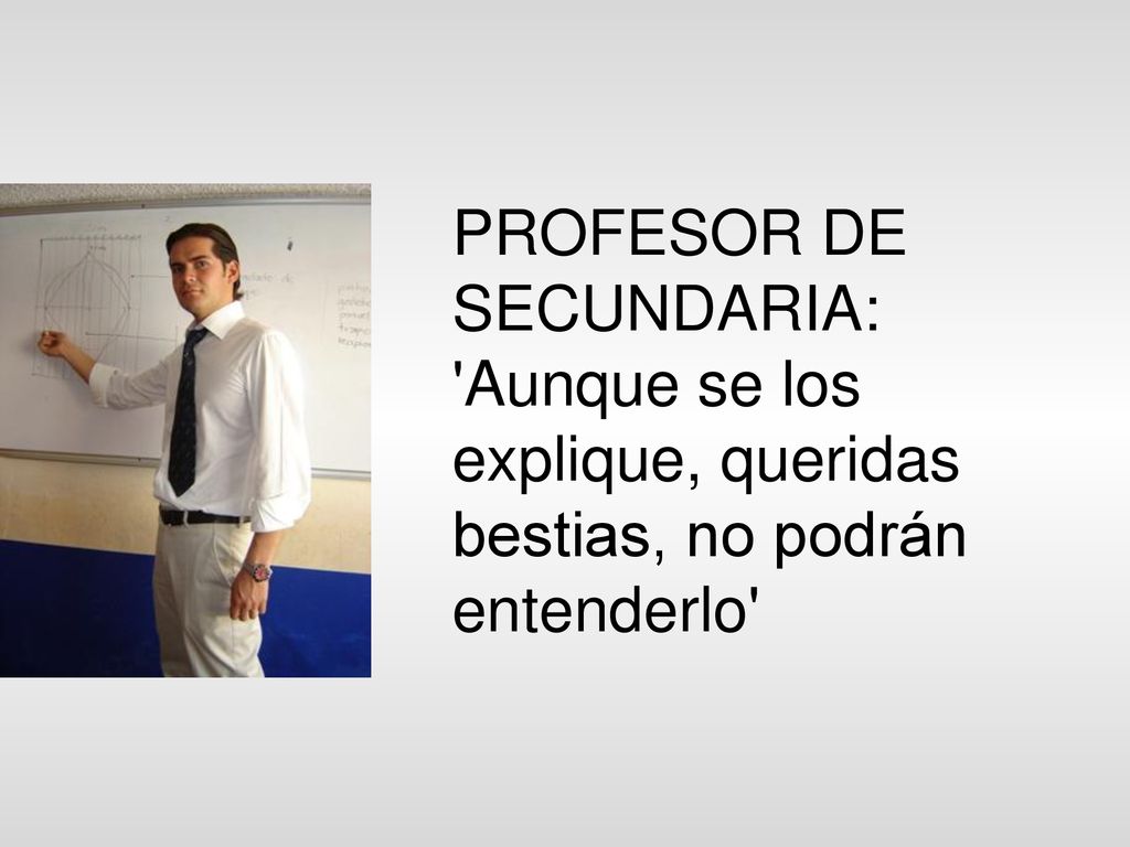 PROFESOR DE SECUNDARIA: Aunque se los explique, queridas bestias, no podrán entenderlo