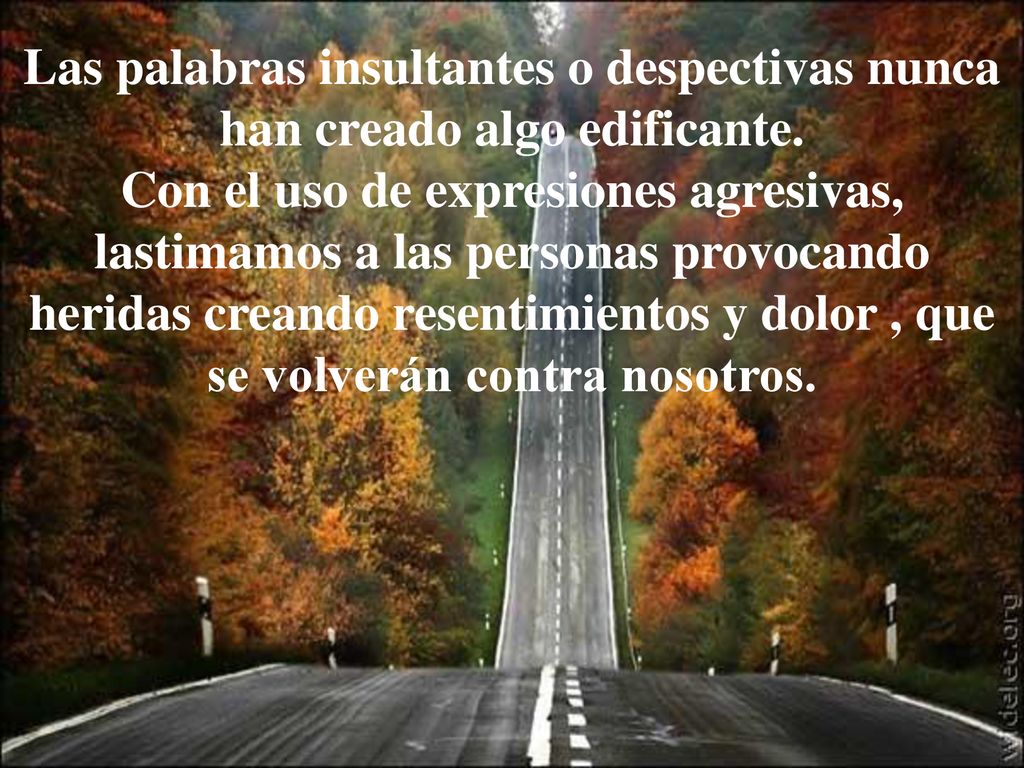 Las palabras insultantes o despectivas nunca han creado algo edificante.