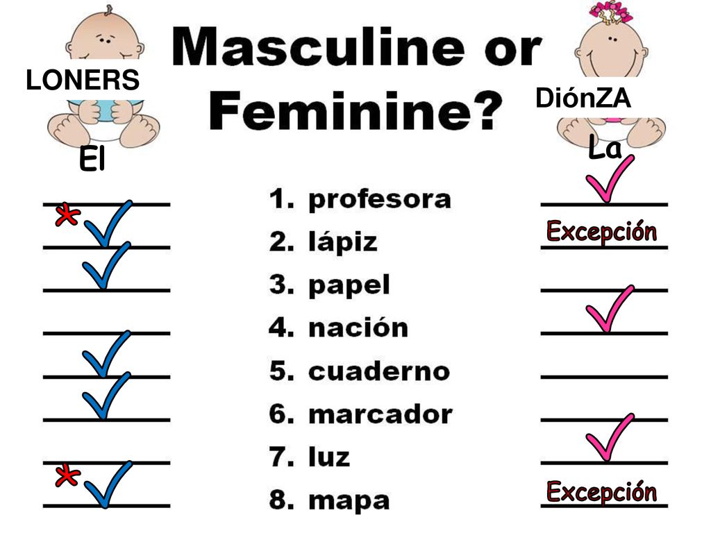 LONERS DiónZA La El √ *√ Excepción √ √ √ √ √ *√ Excepción